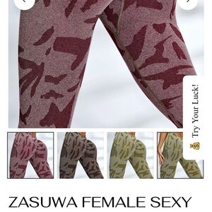 Women's Camouflage Leggings - Burgundy and Gray